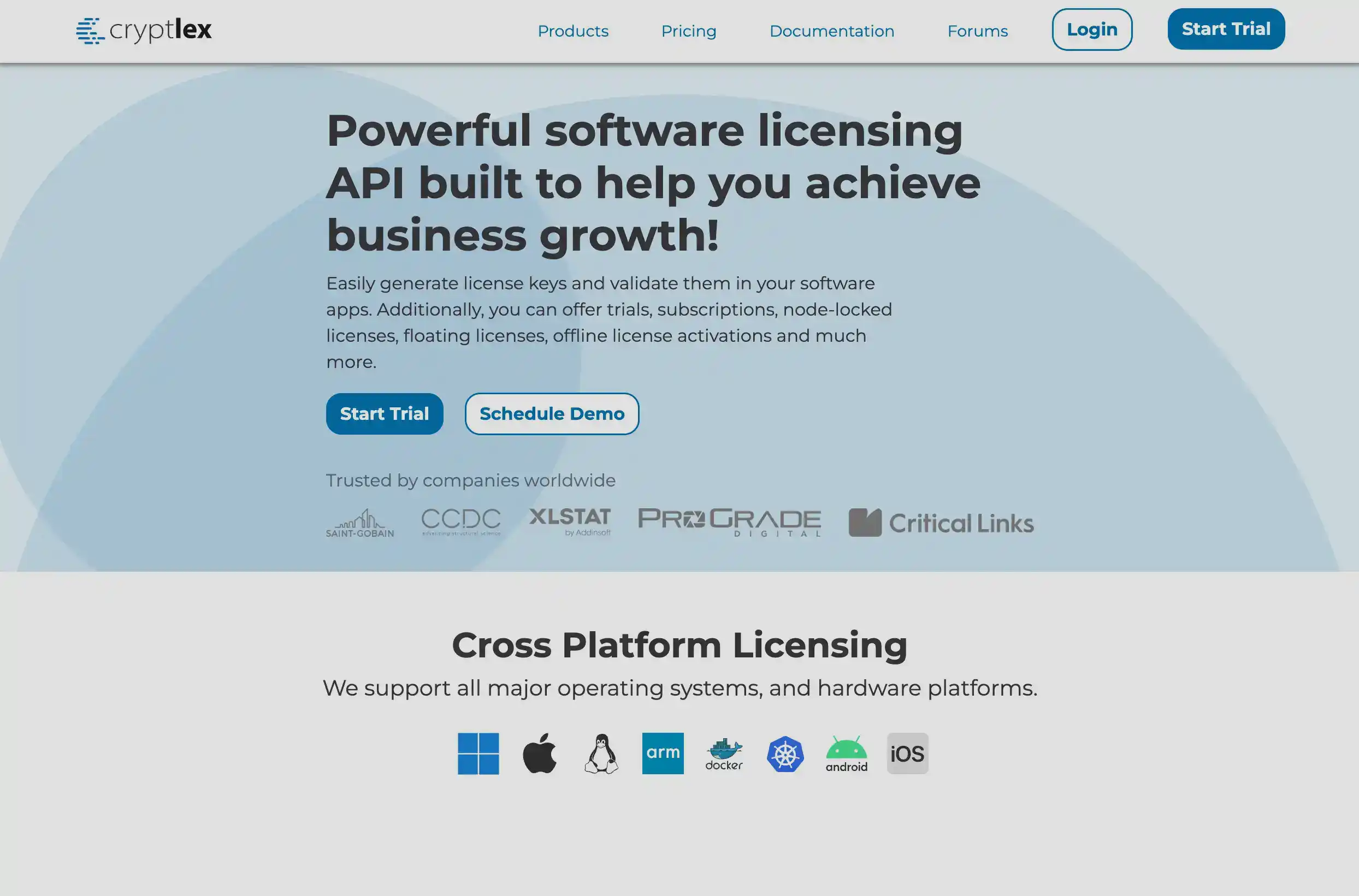 Cryptlex homepage screenshot