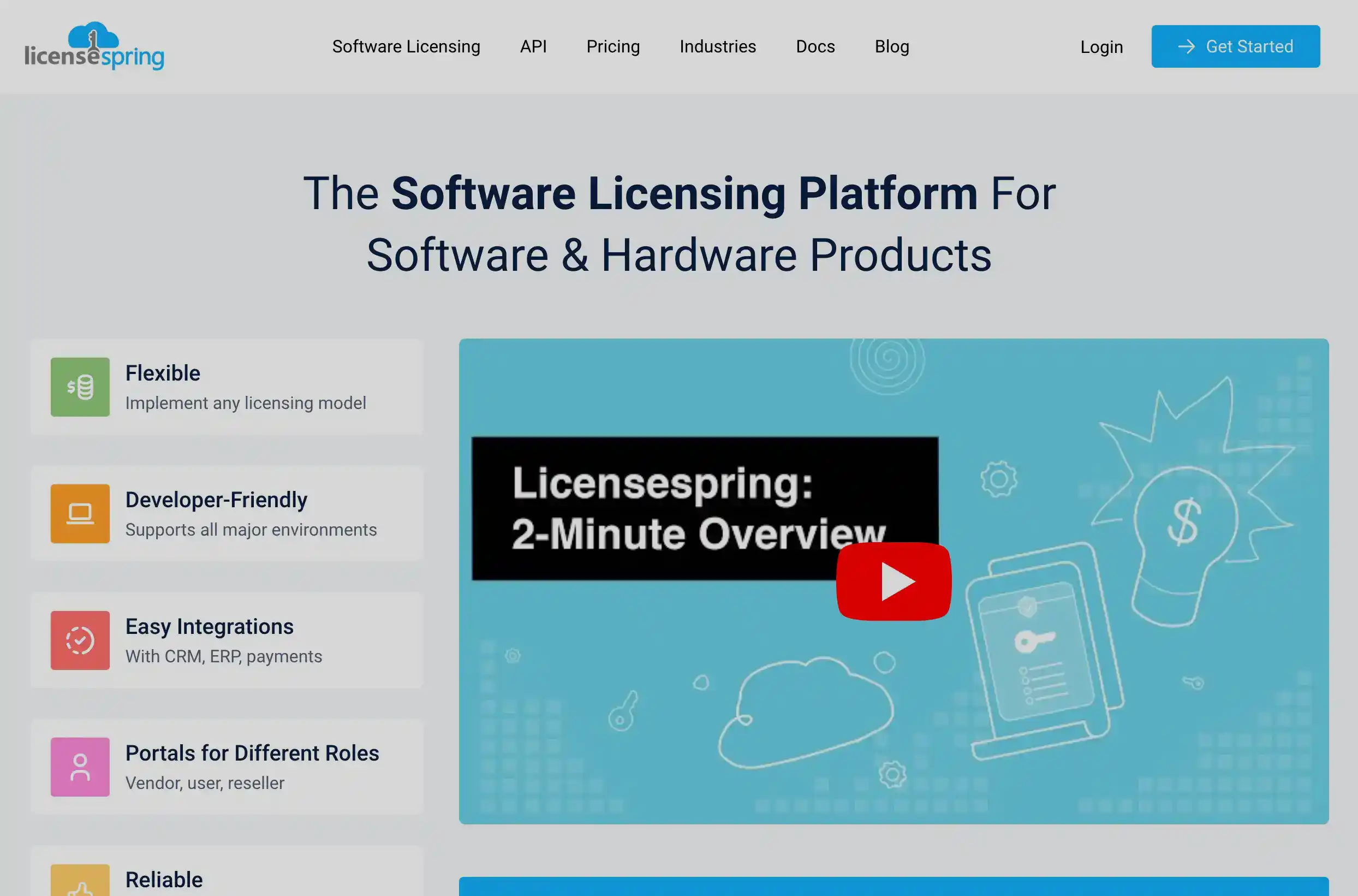 LicenseSpring homepage screenshot