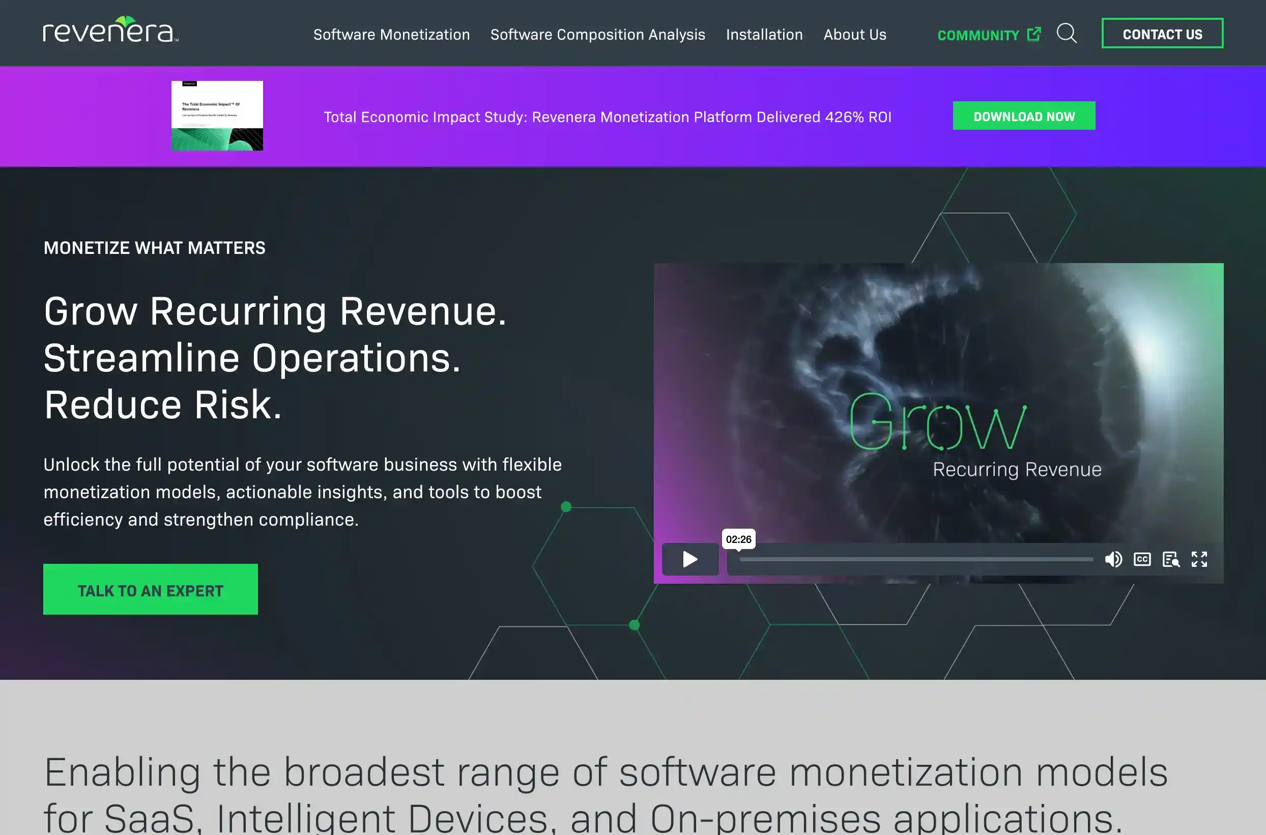 Revenera (Flexera) homepage screenshot